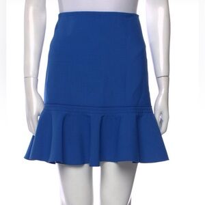 Victoria Victoria Beckham, Ruffle Embellishment Mini Skirt in Blue, Size M